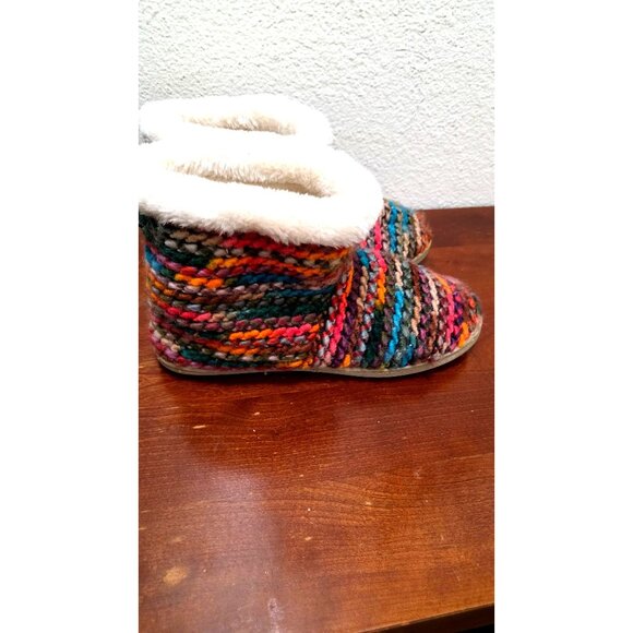 Minnetonka Betty Slipper Colorful Knit Boot Slippers Faux Fur Lining Size XL - Picture 2 of 10